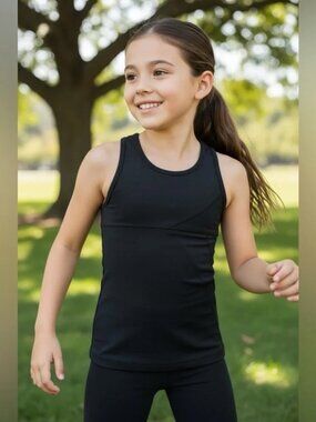 Ivivva (Lululemon) Black Tank Top w/ Built in Shelf Bra Size 8